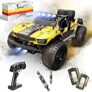 DEERC 9201E 1:10 Large Remote Control Truck with Lights, Fast Short Course RC Car, 48 km/h 4x4 Off-Road Hobby Grade Toy Monster Crawler Electric Vehicle with 2 Rechargeable Batteries for Adult Kid Boy