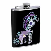 Day Of The Dead Pony Em1 Flask 8oz Stainless Steel Hip Drinking Whiskey