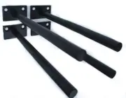 4 Pcs 8" Black Solid Steel Floating Shelf Bracket Blind Shelf Supports - Hidden
