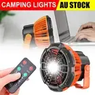 Portable Camping Fan LED Light Outdoor Tent Lantern W/ Hook Remote Rechargeable