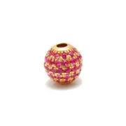 6MM 14K Gold Beads Finding Charm Jewelry Ruby Micro Pave Round Ball Bead
