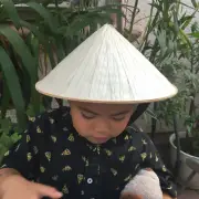 KID Vietnamese Bamboo Palm Leaf Straw Farmer Conical Hat Asian (non la) 12"x5"