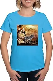 [CafePress] Beautiful Zebra with Birds in A Wonderworl T Shirt Womens Cotton Dark T-Shirt
