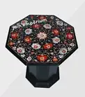 18" black Marble coffee side Table Top malachite lapis Inlay with Marble stand