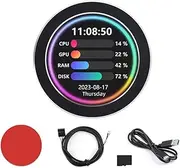 2.8-Inch Water-Cooled Secondary Screen USB CPU Computer Status Monitoring RGB Music Spectrum Analysis Driver-Free, B