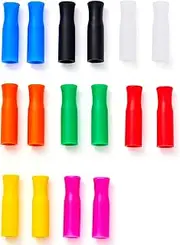 Wobye 16 PCS Silicone Straw Tips, Reusable Silicone Tips Covers Fit for 0.32" (8mm) Diameter Metal Stainless Steel Straws & Glass Straws