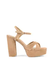 Hannah Platform Sandals - Camel Tan Suede