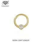 Erin Trillion Diamond Daith 14k Gold Hoop Bezel Septum clicker for her