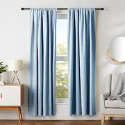 Amazon Basics Room Darkening Blackout Window Curtains with Tie Backs Set - Light Blue, 213.4L x 106.7W cm (1 Panels)