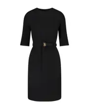 monogram-belt midi dress UK10 Black