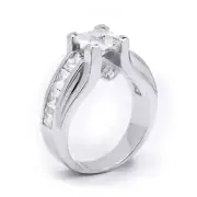 Womens Princess Cut 3.00 ct Wedding Engagement Ring Sterling Silver Size 5-9