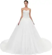 [Likedpage] Women's Sweetheart Tulle A-line Wedding Dresses for Bride with Train