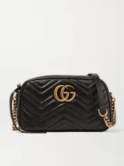 [Gucci] Gucci - Gg Marmont Camera Small Quilted Leather Shoulder Bag - Black - One size One size Black