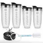 Blender Replacement Parts for Ninja, 24oz+32oz Blender Cups with To-Go Lids, ...
