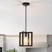 Mlihove Pendant Lights Kitchen Island Black 1-Light Modern Chandeliers Industrial Light fixtures Ceiling for Dining Room Hallway Foyer Hanging Adjustable Height