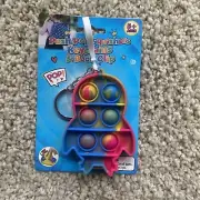 Push Pop Squishers Keychain & Back Clip Multicolored Owl Fidget Sensory Toy