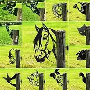Animals Metal Garden Art Decor, Funny Peeping Cow Metal Wall Sculptures Weatherproof Wrought Iron Art Cow Sign Outdoor Garden Farmhouse Decor Cow Wall Decor