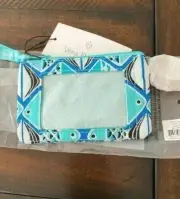 Vera Bradley Zip ID Case Key Ring in GO FISH Blue Pattern - NWT