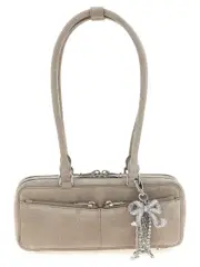[Self Portrait] Self Portrait-Tan Suede Baguette With Charm Borse A Spalla Grigio-Donna OS
