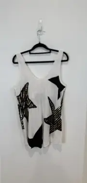 Sass & Bide Tank Top Womens Extra Small White Star Print BNWT size XS