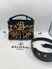 Balmain BBuzz 22 Leopard Calf Hair Top-Handle Bag $2950 BN