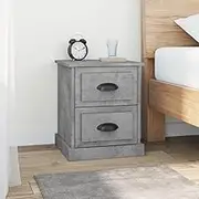 Bedside Cabinets with Storage & Drawers, 2 pcs Concrete Grey Engineered Wood Nightstand - Ideal Table for Living Room, Bedroom Night, 39x39x47.5 cm