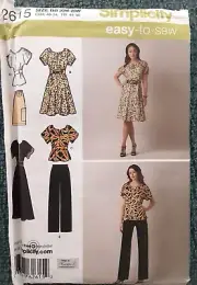 Simplicity Pattern 2615 Misses' Pullover Dress Top Pants Shorts Sewing Project H