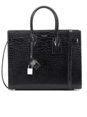 Saint Laurent Classic Sac De Jour Baby in Black Embossed Crocodile Shiny Leather