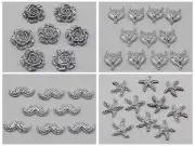 100 Silver Flatback Resin Glitter Various Cabochons Appliques For phone/wedding