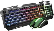 TEHAUX 1Set RGB Backlight Keyboard Mouse Suspension Computer Keyboard and Mouse for Gaming Easy to Use No Drivers Required Present for Gamers