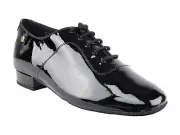 Men's Latin Salsa Very Fine Ballroom Dance Shoe Black Patent Leather Sheen