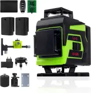 Laser Level 360 Self Leveling 200ft 4x360° 16 Lines 4D Green Cross Line Laser w