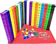 200 Math Cubes & 100 Math Counters Set with Learning Guide & Case - Ideal for Home Schooling, Montessori and Number Sense Learning. Creative Educational Connecting Blocks Toy & Bingo Counters for Kids