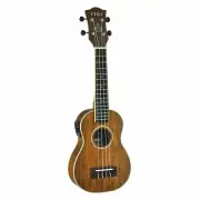 Tiki '9 Series' Koa Solid Top Electric Soprano Ukulele with Hard Case (Natural S