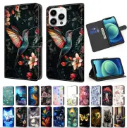Flower Owl Wolf Wallet Phone Case For Samsung Note 8 9 10 20 Ultra XCover 5 6 7