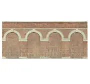 Hornby R7384 Mid Level Arched Retaining Walls x2 Red Brick OO Gauge