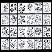 24 Pieces Flower Painting Stencils, Spring Summer Flying Bird Template, Reusable Drawing Stencils, Craft Stencils for Painting on Wood Scrapbook Wall Art(Style D)