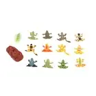 12x PVC Frogs Model Amphibian Teaching Toy Ornament Set W/ Fake Grass And Stone＠