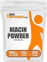 BulkSupplements.com Niacin Powder - Vitamin B3 Supplement, Niacin 500mg - Niacin Flush Powder, Niacin with Flushing - Gluten Free, 500mg of Vitamin B3 Niacin per Serving, 100g (3.5 oz)