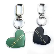 NEW OROTON Two Tone Bag Charm FOB Key Holder Heart Shape Green Navy No Tags