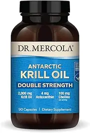 Dr. Mercola, Krill Oil Double Strength, 30 Servings (90 Capsules), Omega 3 Fatty Acids, MSC Certified, Non GMO, Soy-Free, Gluten Free