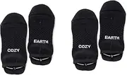 [Cozy Earth] Essential Ankle Socks for Women and Men – Ultra-Soft 70% Mercerized Cotton Socks 2 Pack Set – Breathable Seamless Toe – Blister Cushion, Heel & Arch Support - Large Black, Black