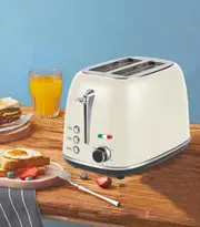 Vintage Electric 2 Slice Toaster and Kettle Combo Stainless Steel - Cream