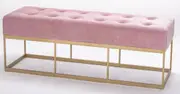 137cm long bench seat with metal gold base pink velvet