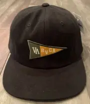 RVCA Men's Square Snapback Flag Hat Black Snap Back Cap. Never Worn RARE