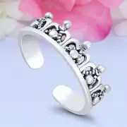 5mm Crown Band 925 Sterling Silver Toe Ring Thin Adjustable Toe Ring