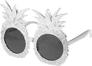[CTIRCHIU] Funny Pineapple Glasses Funny Eyeglasses Fruit Shaped Party Supplies Tropical Pineapple Sunglasses Pineapple Pattern Sunglasses Pineapple Party Sunglasses Summer Glasses Silver