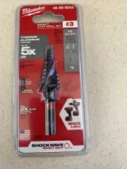 Milwaukee 48-89-9244 Impack Step Drill Bit, # 3, 10 Hole Sizes 3/16” - 3/4” NIP