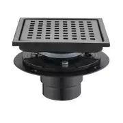 FORCLOVER Shower Floor Drain 6"Lx6"Wx2.3"H Square Stainless Steel Matte Black