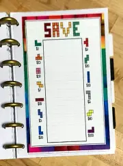Tetris Savings Tracker Dashboard Insert for use with MINI Happy Planner